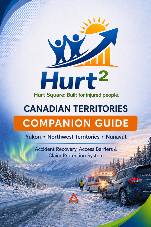 Cover of the Territories MVA Companion Guide by Hurt Square, a fillable car accident claim and recovery guide for Yukon, NWT and Nunavut.