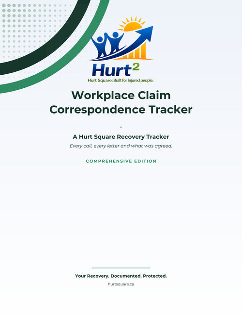 Cover of the Workplace Claim Correspondence Tracker by Hurt Square, a fillable log of every call and decision from your board.