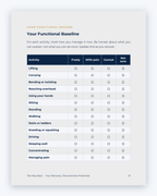 Inside the British Columbia Workplace Injury Companion Guide by Hurt Square: Your Functional Baseline, a fillable page for keeping your own record.