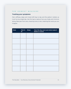 Inside the Manitoba Workplace Injury Companion Guide by Hurt Square: Tracking Your Symptoms, a fillable page for keeping your own record.