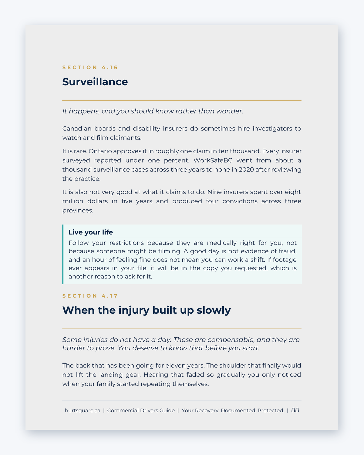 Inside the National Commercial Truckers Guide by Hurt Square: Surveillance, what drivers should know rather than wonder about during a claim.