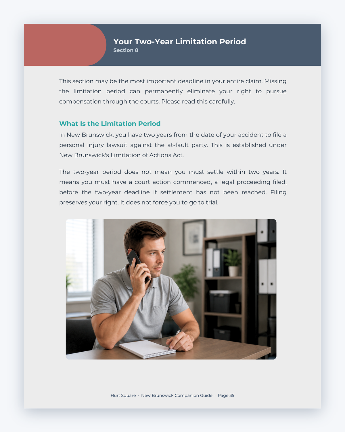 Inside the New Brunswick MVA Companion Guide by Hurt Square: Your Two-Year Limitation Period, the dates and deadlines to keep track of.
