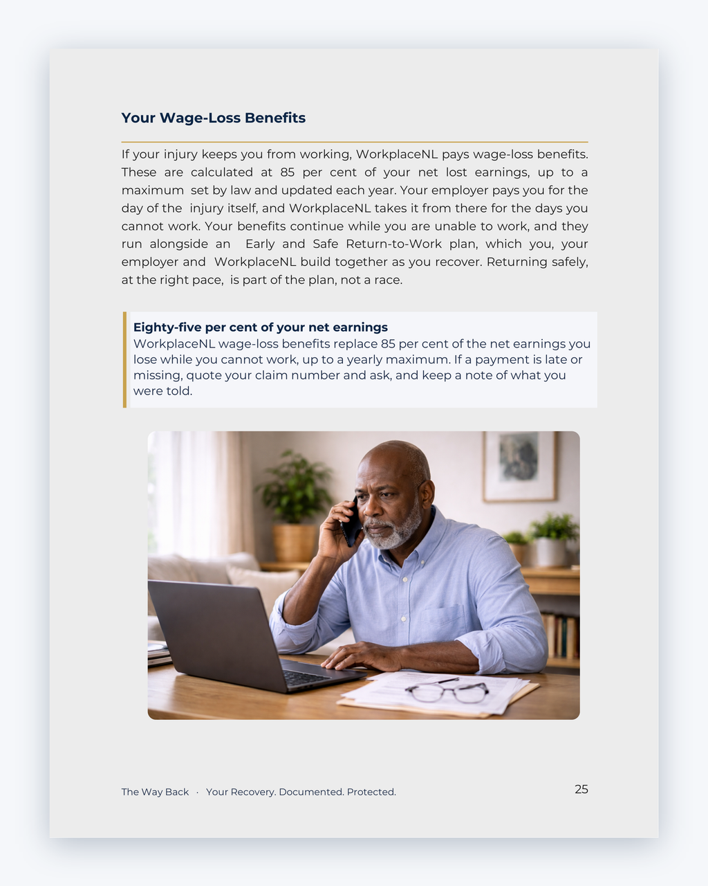 Inside the Newfoundland and Labrador Workplace Injury Companion Guide by Hurt Square: Your Wage-Loss Benefits, a plain-language guide to the benefits you may claim.