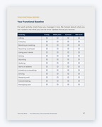 Inside the Newfoundland and Labrador Workplace Injury Companion Guide by Hurt Square: Your Functional Baseline, a fillable page for keeping your own record.