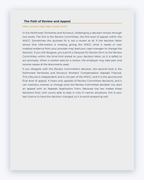 Inside the Northwest Territories Workplace Injury Companion Guide by Hurt Square: The Path of Review and Appeal, how to ask for a review when you disagree with a decision.