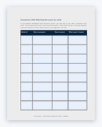 Inside the Nova Scotia MVA Companion Guide by Hurt Square: Symptoms Still Affecting Me, Week by Week, a fillable page for keeping your own record.