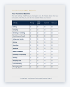 Inside the Ontario Workplace Injury Companion Guide by Hurt Square: Your Functional Baseline, a fillable page for keeping your own record.