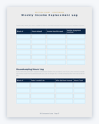 Inside the Prince Edward Island MVA Companion Guide by Hurt Square: Weekly Income Replacement Log, a fillable page for keeping your own record.