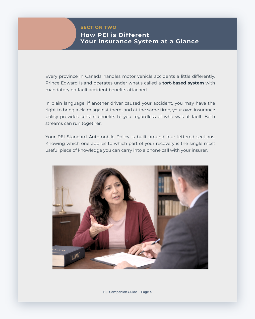 Inside the Prince Edward Island MVA Companion Guide by Hurt Square: How PEI Is Different, a one-page overview of how the system works.