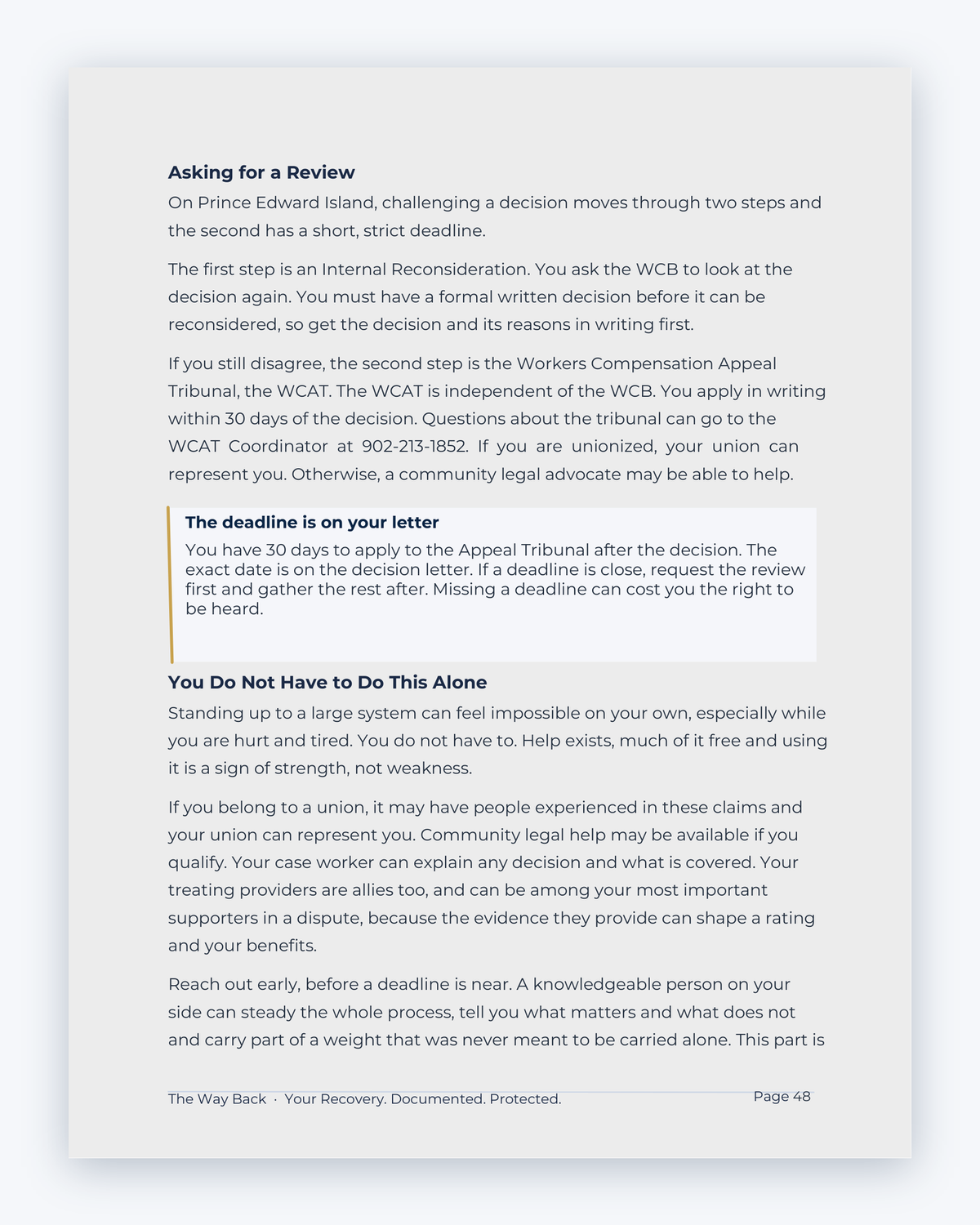 Inside the Prince Edward Island Workplace Injury Companion Guide by Hurt Square: Asking for a Review, how to ask for a review when you disagree with a decision.