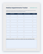 Inside the Saskatchewan MVA Companion Guide by Hurt Square: Medical Appointments Tracker, a fillable page for keeping your own record.