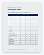 Inside the Saskatchewan Workplace Injury Companion Guide by Hurt Square: Your Functional Baseline, a fillable page for keeping your own record.