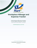 Cover of the Workplace Mileage and Expense Tracker by Hurt Square, a fillable log of trips and costs after a workplace injury.