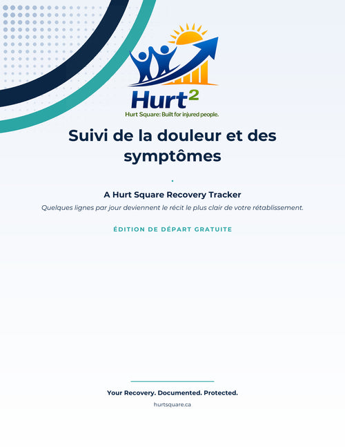 Couverture du Carnet de suivi de la douleur gratuit de Hurt Square, quatre semaines de notes quotidiennes.